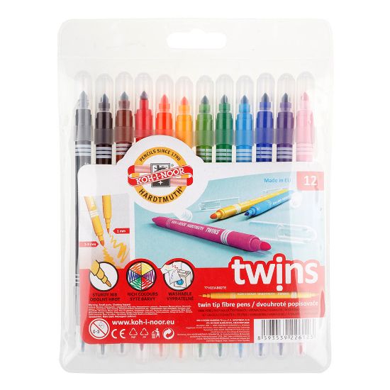 Picture of Twin Tip Fibre Pens 12Pcs