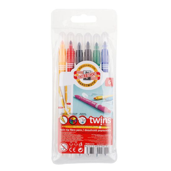 Picture of Twin Tip Fibre Pens 6Pcs
