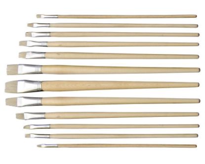 Picture of Art Board 12Pcs Flat Hog Hair Brush Set
