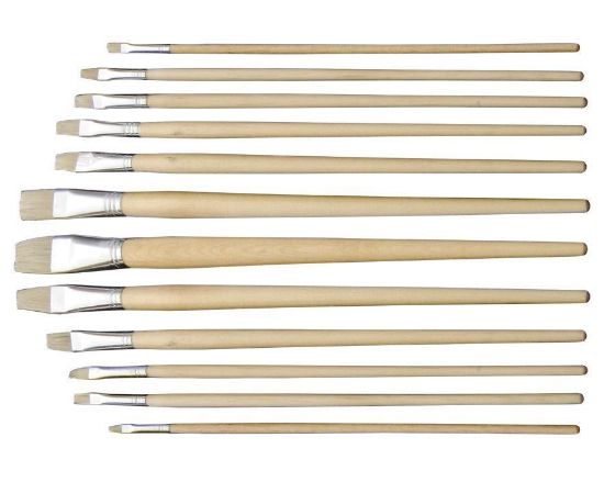 Picture of Art Board 12Pcs Flat Hog Hair Brush Set