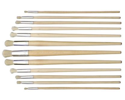 Picture of Art Board 12Pcs Round Hog Hair Brush Set