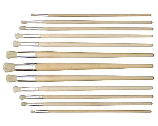 Picture of Art Board 12Pcs Round Hog Hair Brush Set