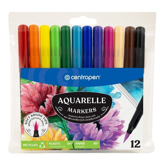 Picture of Aquarelle Brush Tip Markers Set Of 12 