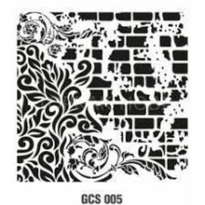 Picture of Cadence Stencil Brickwall With Floral Swirl