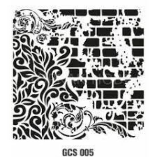 Picture of Cadence Stencil Brickwall With Floral Swirl