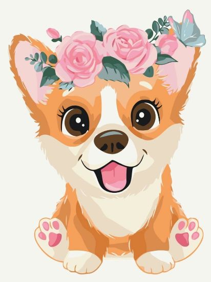 Picture of Corgi In A Wreath Wrapped