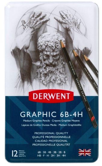 Picture of Graphic Pencil Medium Tin 12 6B-4H