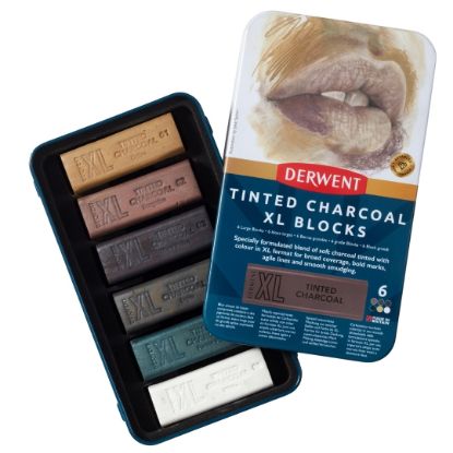 Picture of Derwent Xl Tinted Charcoal 6 Tin