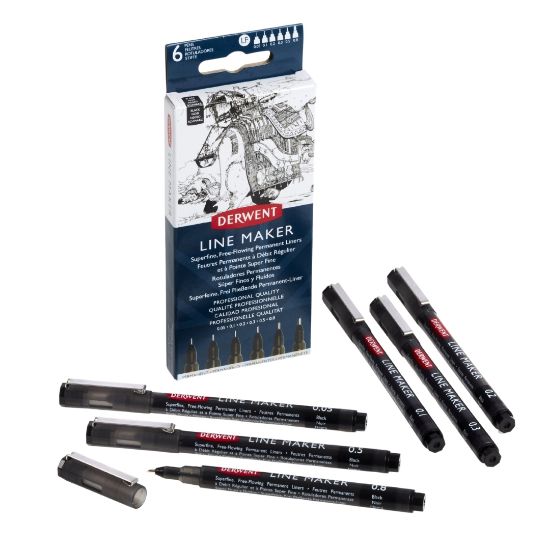 Picture of Line Maker Pack Of 6 Black 0.05,0.1,0.2,0.3,0.5,0.8
