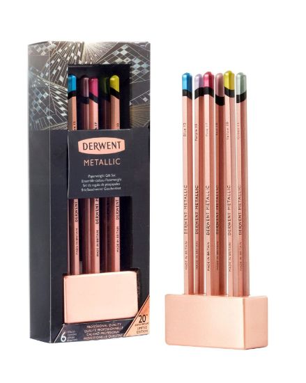 Picture of Derwent Metallic Copper Pencil Brick With 6 Metallic Pencils