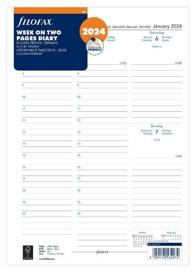 Picture of A4 Year Planner Week On Two (D) (R) Pages Diary With App