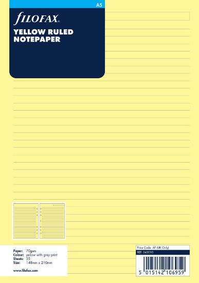 Picture of Org A5 Ruled Notepaper Yellow (R)