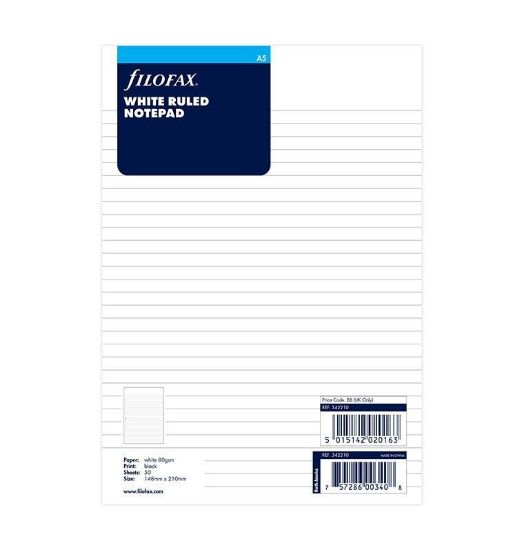 Picture of Org A5 Ruled White Notepad (R) Punched