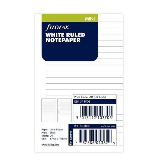 Picture of Org Mini Ruled Note Paper (R) White