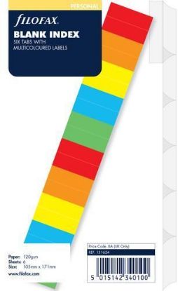 Picture of Org Personal Blank Index 6 (R) Tabs Multicoloured Lables