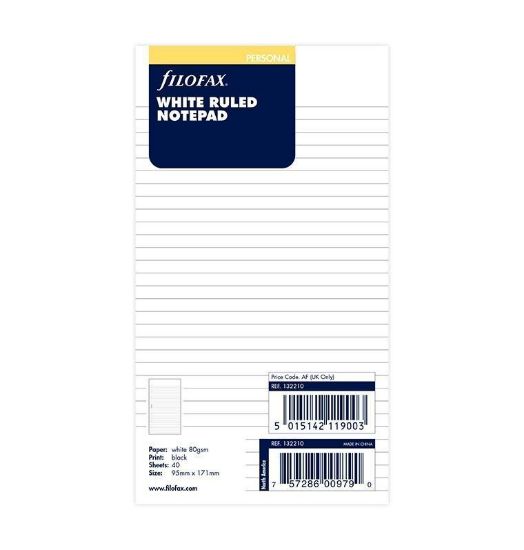 Picture of Org Personal Ruled Note Pad (R) Punched Notepad Whit