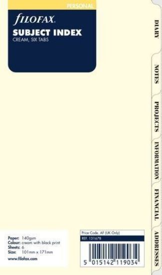 Picture of Org Personal Subject Index (R) 6 Tabs Cream
