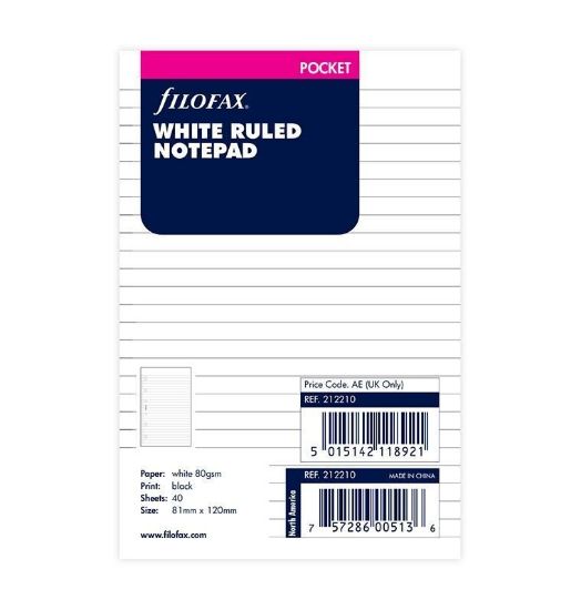 Picture of Org Poct Ruled Notepad (R) Punch White